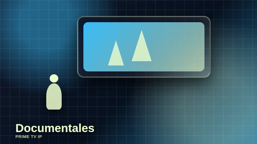 Escena de documental de naturaleza con montañas y observador frente a pantalla